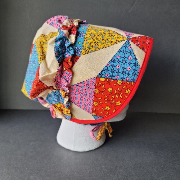 Vintage Pioneer Trek Bonnet Size L Prairie Ruffled Victorian Civil War Sunbonnet - Picture 2 of 7